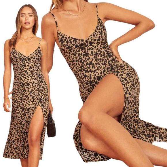 Reformation Dresses & Skirts - Reformation Crimini Blitz Leopare Print Midi Dress in Size 2